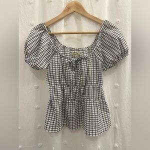 Madewell Black and White Grid Blouse